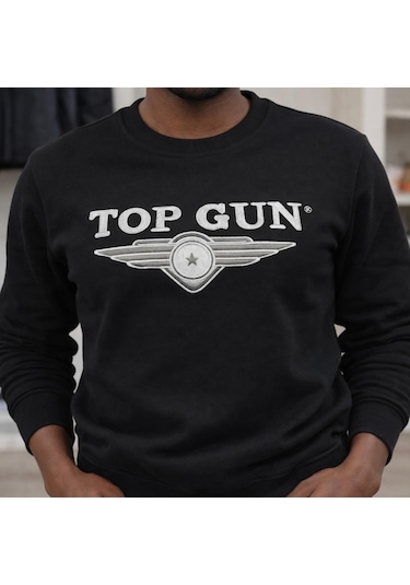 Top Gun Nakıslı Sweat Sıyah Siayh