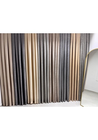 Nivemeshome Nevra V-5209 Gri 1/3 Sık Pileli Fon Perde Apm Gri