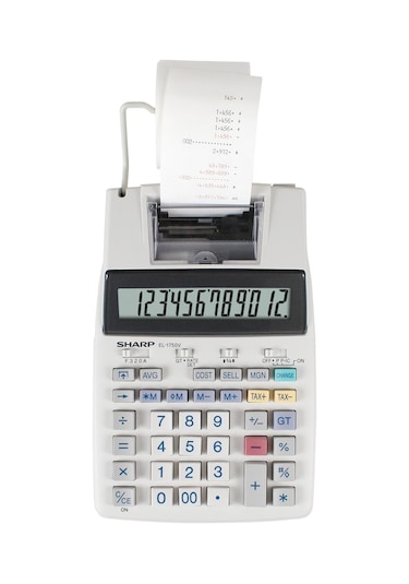 Sharp El-1750v 12 Hane Şeritli Hesap Makinesi Beyaz - Gri