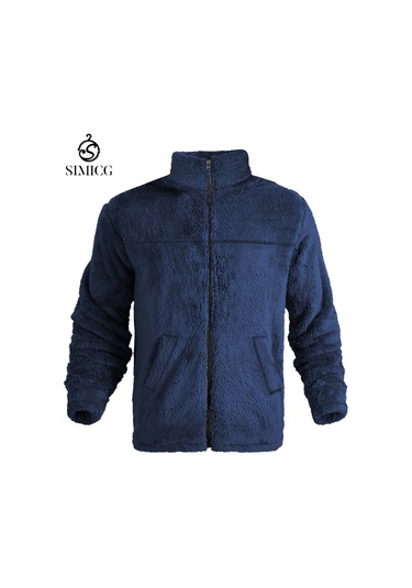 Sonbahar Ve Kış İçin Erkek Polar Ceket Mavi
