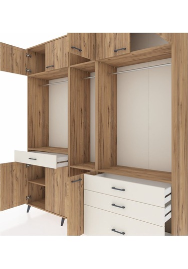 Hyperion Dolap 8 Raflı 4 Çekmeceli 3 Askılı 220x44x243 Çam-çam/aytaşı Atlas Çam/aytası