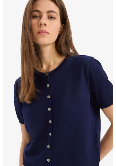 DeFacto 	Regular Fit Bisiklet Yaka Basic Düz Triko Hırka E5770AX25SMNV31 Lacivert
