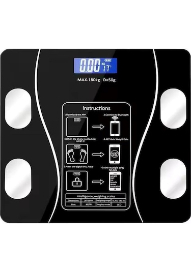 Concord C-w01 Dijital Akıllı Bluetooth Baskül - Siyah - Pil Hediyelidir