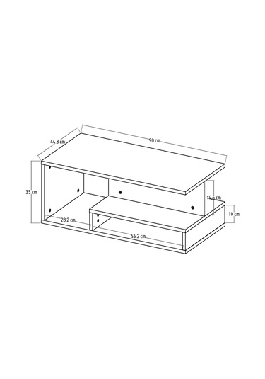 Vera Mini Orta Sehpa Modern Tasarım, Fonksiyonel Raflı Yap Beyaz/beyaz Mermer