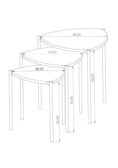 Arpelia Krom Jasmin Zigon Sehpa 3'lü