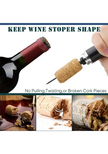 Güvenlik Hava Pompası Şarap Şişe Açacağı Folyo Kesici İle Şarap Siyah