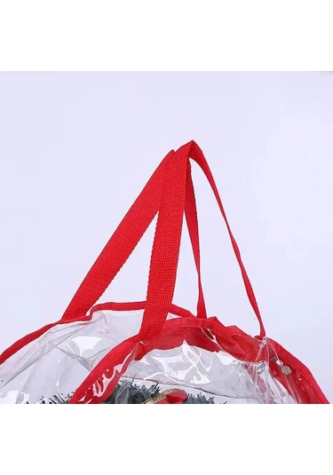 Moveevo Kırmızı Kenarlı Tam Şeffaf Pvc Noel Gerginliği Saklama Çantası - Büyük Kapasiteli, Ev Dekorasyonları Ve Mevsimsel Eşyalar İçin Uygun