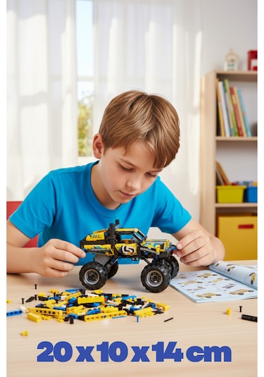 199 Parça Sarı Çek Bırak Off-road Model Yapı Taşı Seti 20 X 10 X 14 Cm
