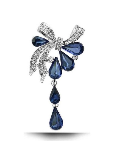 Flybuy Mavi Matkap Kelebek Kadın Düğümlü Damla Broş Lj Mavi
