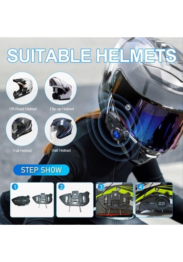 1000 Mt Intrcom Kask Kulaklık Su Geçirmez 4 Eşleşmeli 1000 Mt Grup Sohbet 500 Mt 2 Kş Müzik Paylaşım