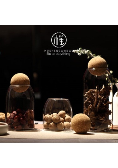 Youtek Cam Depolama Kavanozu 500ml - Kurşunsuz Cam, Yumuşak Mantar Keçiği Kapak, Şeffaf Dairesel, Çay-bitki-atıştırmalık Saklama, Taze Koruma Diğer