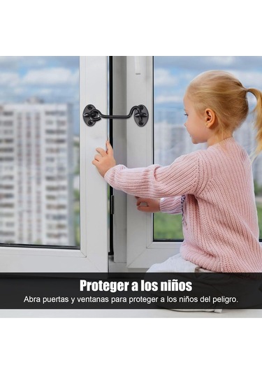 Geeksen 2 Adet Siyah Paslanmaz Çelik 3 İnç Eski Tip Pencere Kancası - Pencere Ve Kapı Tutucu Aksesuarı Siyah