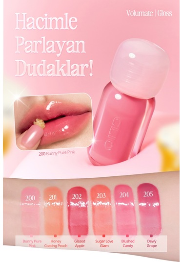 Clio Pigmentli Parlak Bitişli Dolgunlaştırıcı Lip Gloss Clıo Volumate Gloss 204 Blushed Candy