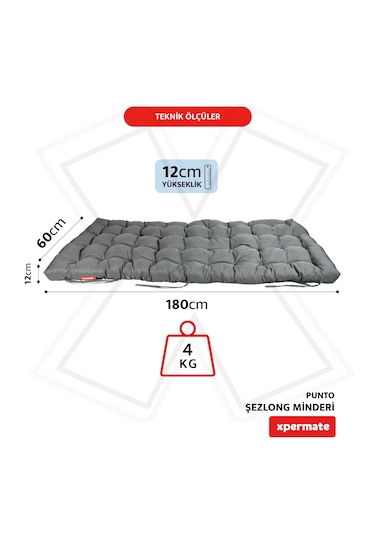 Xpermate Şezlong Minderi Punto 60x180x12 Cm Antrasit
