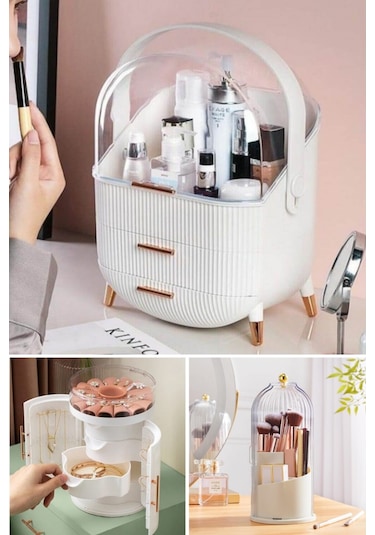 Piev House By House Çok Satan Süper 3 Lü Set Bir Arada Takı Fırçalık Makyaj Organizer