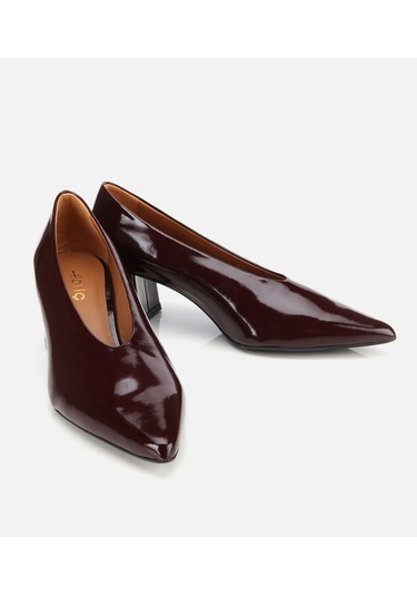 Hotiç Kadın Rugan Deri Bordo Yumuşak Dokulu Kalın Topuklu Ayakkabı 01ayh315500a780 Bordo