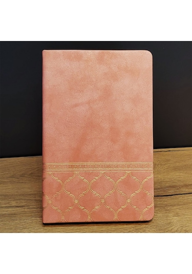 Mobgift Alt Kısmı Mozaik Desenli Kutulu Deri Defter Kalem Seti Pembe