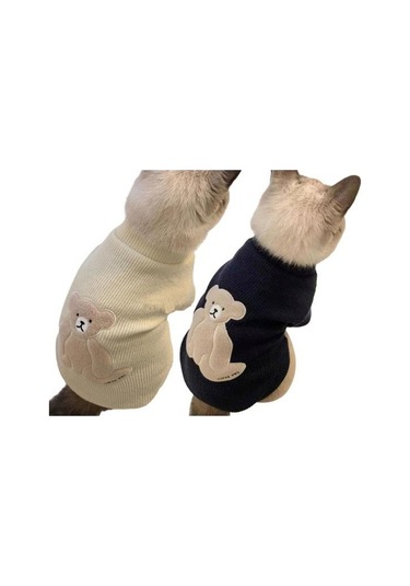 Evcil Hayvan Giysileri Sevimli Ayı Tasarımı 2 Bacaklı Yüksek Streç Kolay Giyilebilir Yumuşak Rahat Sıcak Kedi Kazak