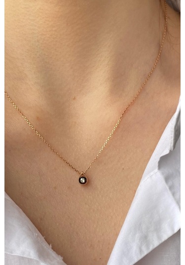 Zümrüt Sarraf 8 Ayar Altın 0.03 Ct Tek Damla Elmas Kolye