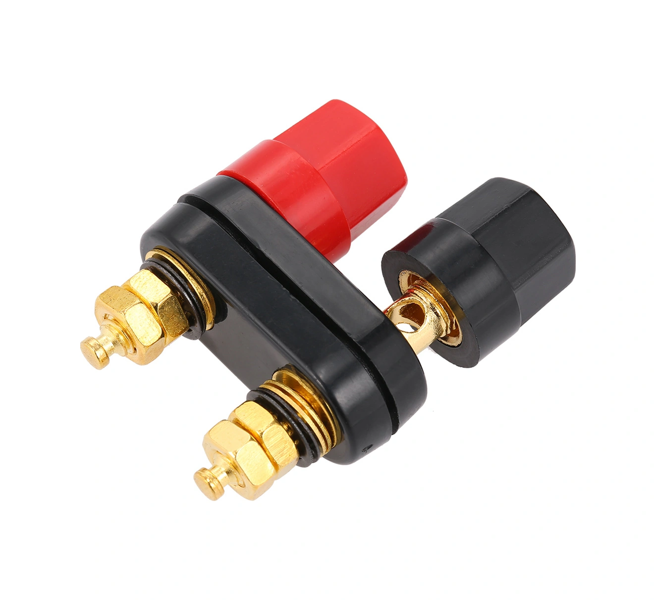 Neevoyu Hoparlör Amfi İçin 4mm Plastik+metal Çift Anahtar Bağlantı Kutusu, Kırmızı+altın+siyah, 2 Adet