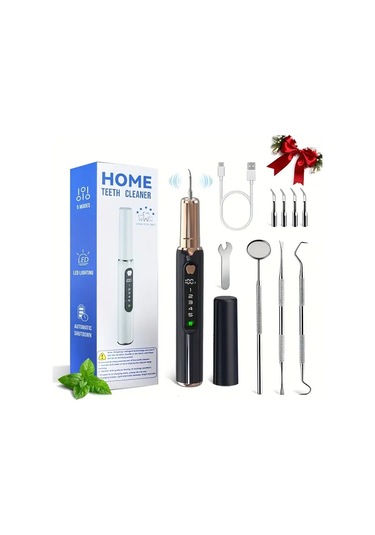 Willowhaven Siyah Elektrikli Diş Temizleyici Diş Plak Tartar Temizleme Ev Seyahat Seti