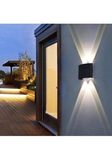 U2 Uranüs Siyah Kasa 10 W. Gün Işığı Dekoratif Çift Yönlü Iç Ve Dış Mekan Bahçe Balkon Teras Aplik Siyah