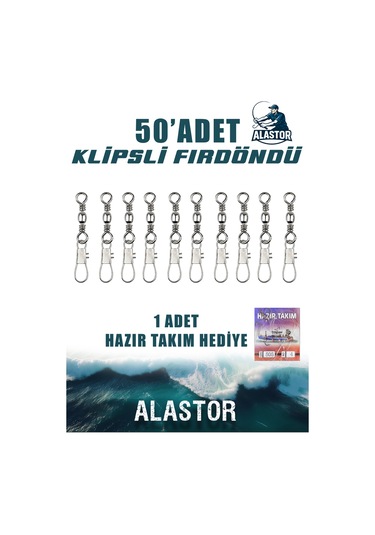 50 Adet Klipsli Fırdöndü Olta İçin Fırdöndü Karbon Çelik