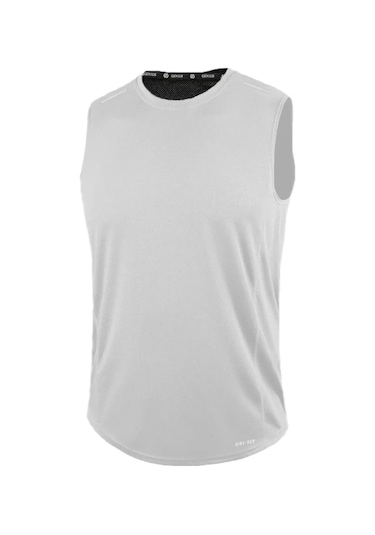 Erkek Nem Emici Hızlı Kuruma Atletik Teknik Performans Sporcu Sıfır Kol T-shirt Drıfıt-sıfırkol Beyaz