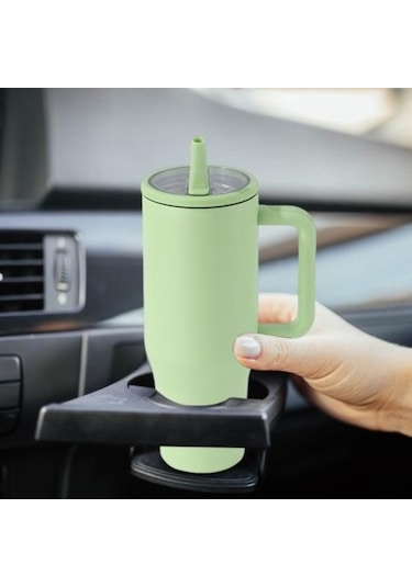 Novahub 40 Oz Paslanmaz Termal Bardak, Kapaklı Pipetli Sızdırmaz Gül Kırmızı Gül Kırmızısı