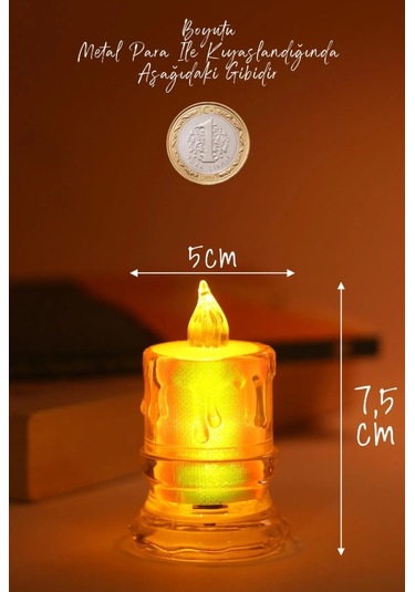 3 Adet Led Mum Simli Tipi Pil Dahil Dumansız Alev Ledli Yapay Dekoratif Mum Işığı Orta Pt421 ŞEFFAF