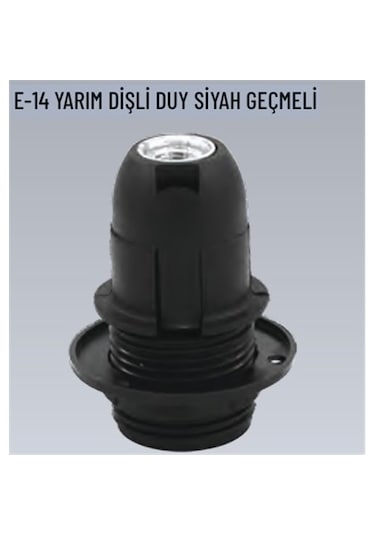 10 Adet E14 Yarım Dişli Geçmeli Siyah Duy