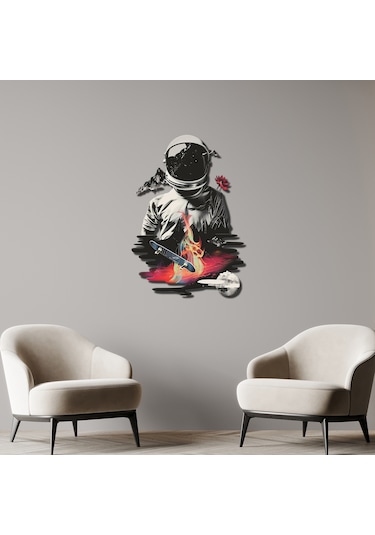 Sürrealist Astronot Metal Tablo
