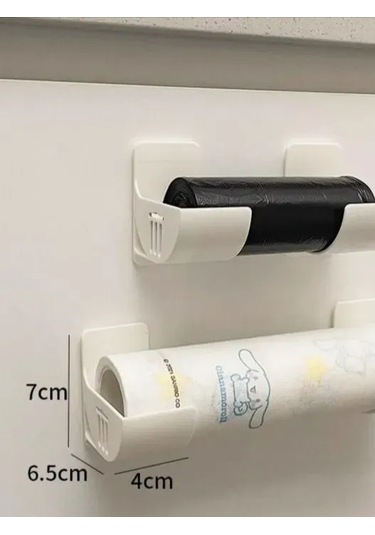 Kangvka Plastik Mutfak Çantı Tutucu Seti 4 Adet - Fantezi Folyo, Kağıt Ve Sıvama Çubuğu İçin Duvar Montajlı Organizatör Beyaz