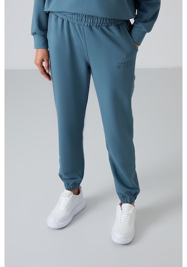 Tommy Life Orman Yeşili Basic Pamuklu O Yaka Oversize Lastik Paça Kadın Eşofman Takım - 95287 Yeşil