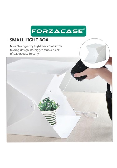 Forzacase FC629 Profesyonel Işıklı Ürün Fotoğraf Çekim Standı 20x20 Cm