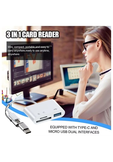 Type C Micro Usb Otg Kart Okuyucu Usb 3.0 Çevirici Adaptör 3 İn 1