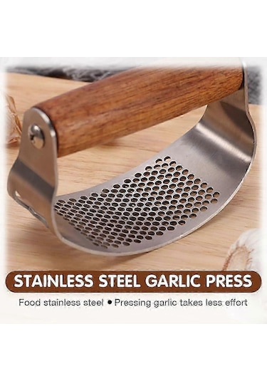 Paslanmaz Çelik Sarımsak Presi, Ahşap Saplı Sarımsak Presi Salınc Çok Renkli