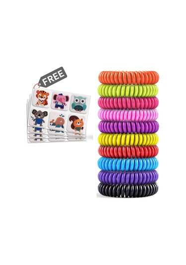 Geekyou 20 Adet Eva Plastik Kovucu Bileklik + 4 Çırtı Seti - Yeşil, Sarı, Kırmızı, Mavi Renkler - 5.2 Cm Çap