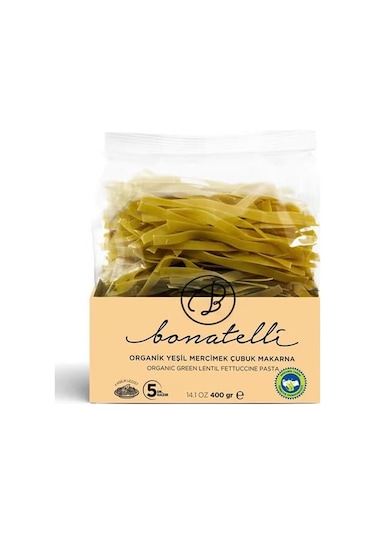 Bonatelli Organik Yeşil Mercimek Çubuk Makarna 400 G