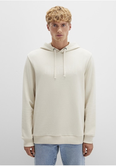 Mavi - Mavi Logo Baskılı Kapüşonlu Bej Sweatshirt 065606-70134 Bej