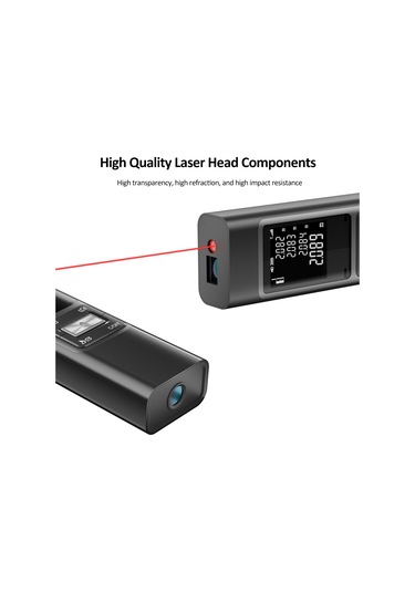 Symbee S80 Alüminyum Laser Mesafe Ölçer, 80m Hassasiyet, Çapraz Çizgi, Li-pol Batarya, Siyah