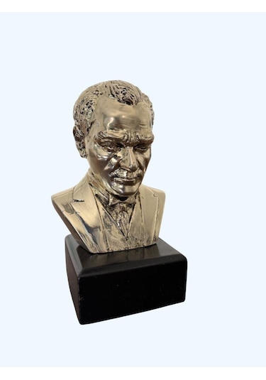 Atatürk Heykel Biblo 20 Cm Gümüş Renk