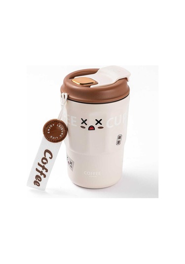 Tantitoni Okadi Pratik Beyaz Paslanmaz Çelik Termos Bardak 380 Ml Beyaz