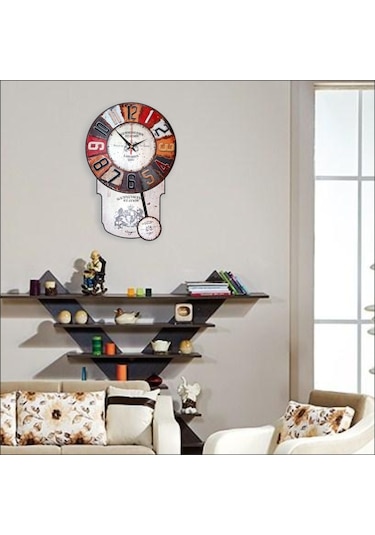 M3 Decorium Dart Desenli Görünümlü Büyük Sarkaçlı Duvar Saati 46 CM
