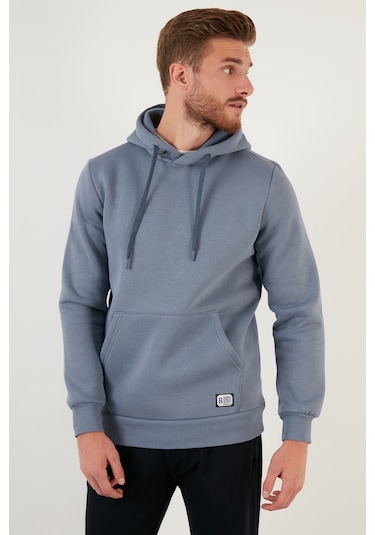 Buratti Regular Fit Kapüşonlu Kanguru Cepli Içi Tüylü Yumuşak Şardonlu Erkek Sweat 5905281 Koyu Gri