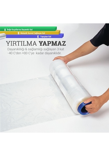 Streç Film Şeffaf  17micX50cm 2200gr (Net:230mt) 4Adet