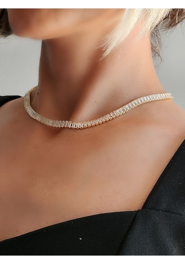 Su Yolu Baget Model Altın Kaplama Gold Renkli Çelik Kolye