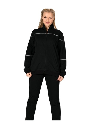 Fantasy Kadın Fermuarlı Büyük Beden Lacivert Eşofman Takım 201802