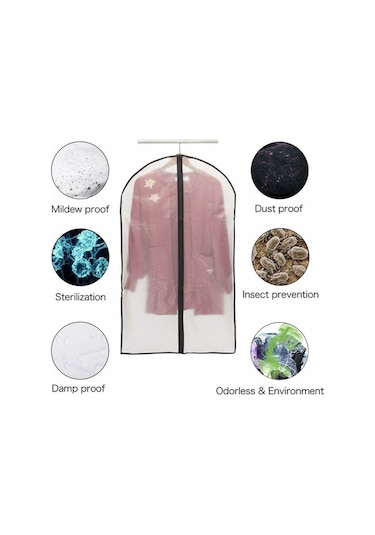 Didadodo Giyim Kılıfları, Toz Geçirmez Su Geçirmez Güve Nemi, Gömlek Takım Elbise/kaban İçin Yarı Şeffaf Fermuarlı Koruyucu Kılıflar, 6 Adet 60-100cm, Farklı Model Diğer