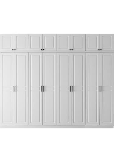 GuneyStore Sport 8 Kapaklı Komple MDF Yüklüklü Beyaz Gardırop